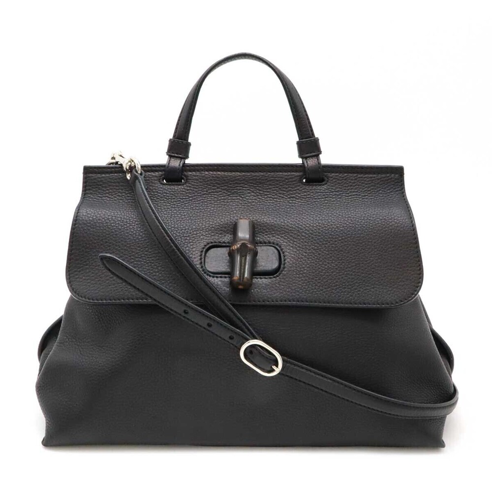 Gucci Bamboo Daily Top Handle Bag Handbag Shoulder Leather Black